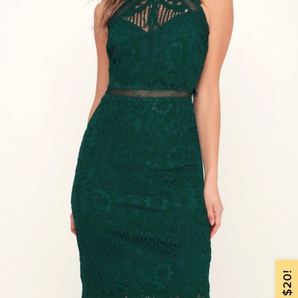 Lulu's Forest Green Lace Dress